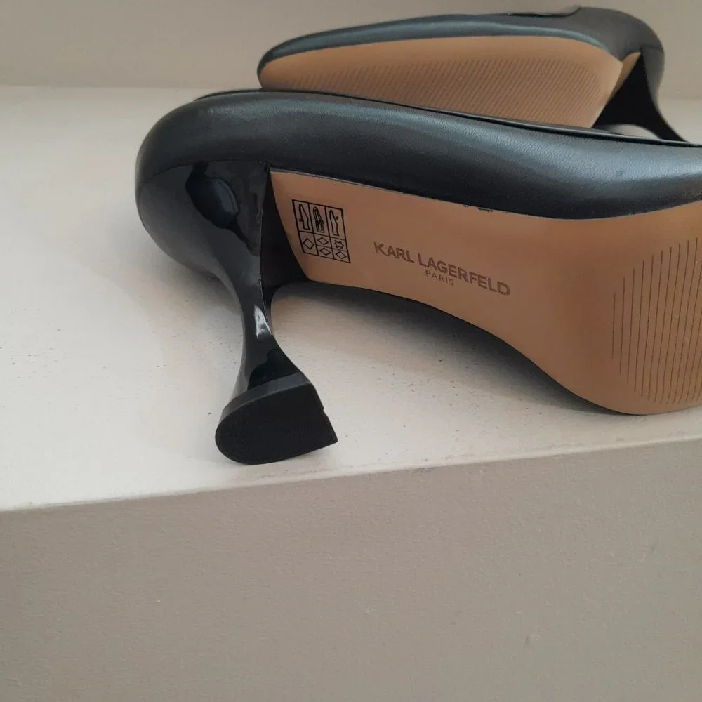 Karl Lagerfeld Tuxedo Spool Heel Black Pumps - Picture 7 of 8